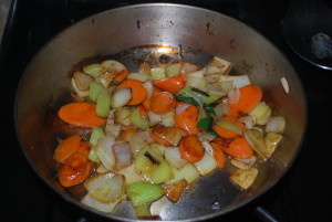 Barely browned veggies